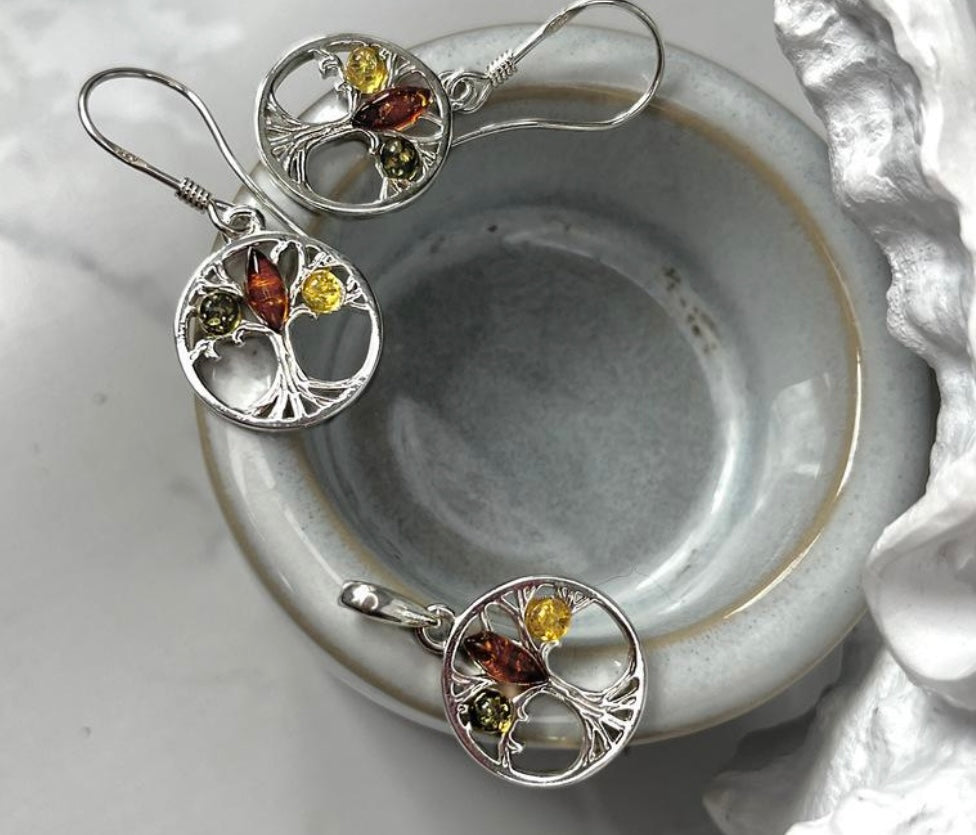 Boucles d'oreilles pendantes arbre de vie