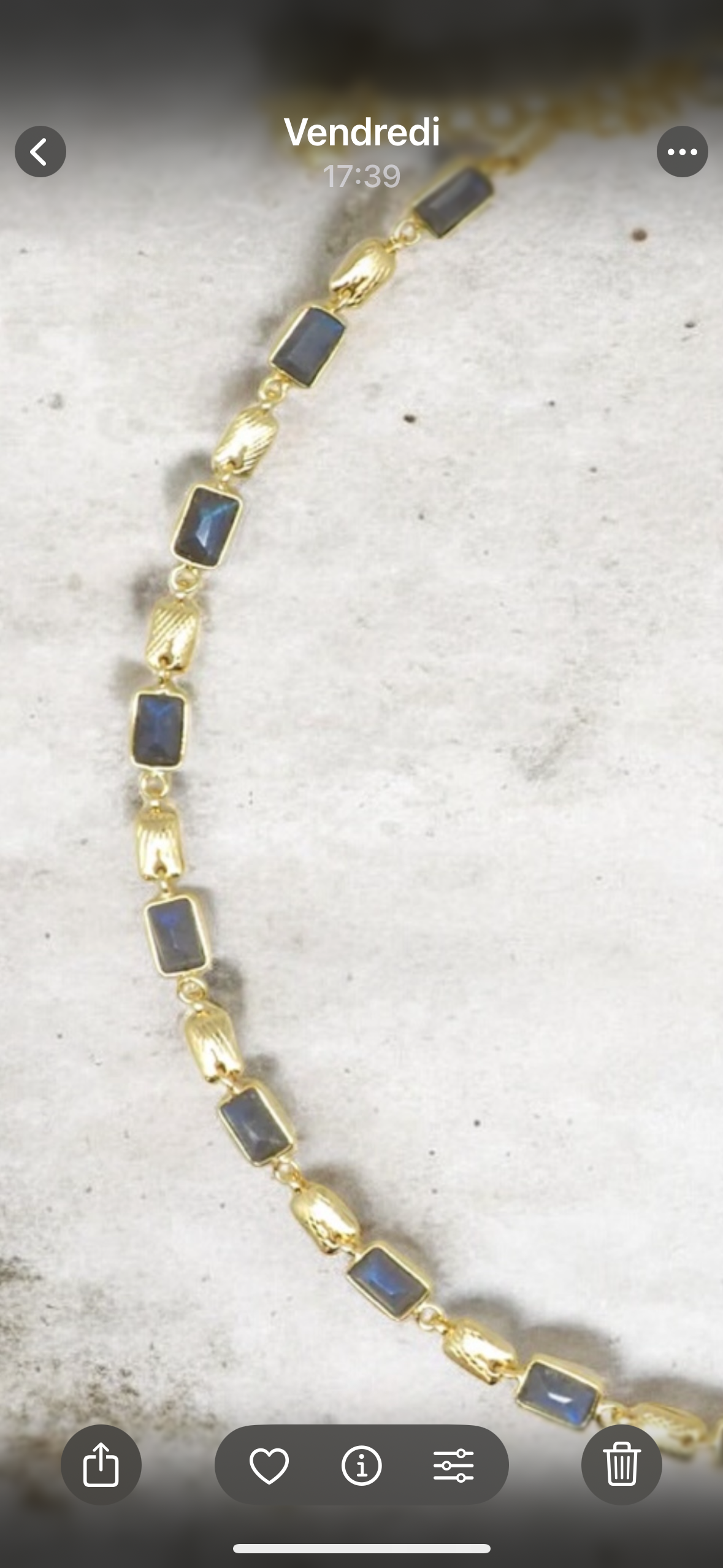 Collier en Laiton doré à l'or fin 18 carats et Labradorite