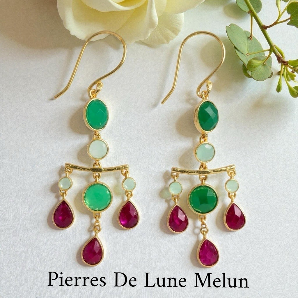 Boucles d'oreilles empierrées plaqué-or 3MIC