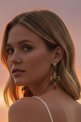 Boucles d'oreilles empierrées plaqué-or 3MIC