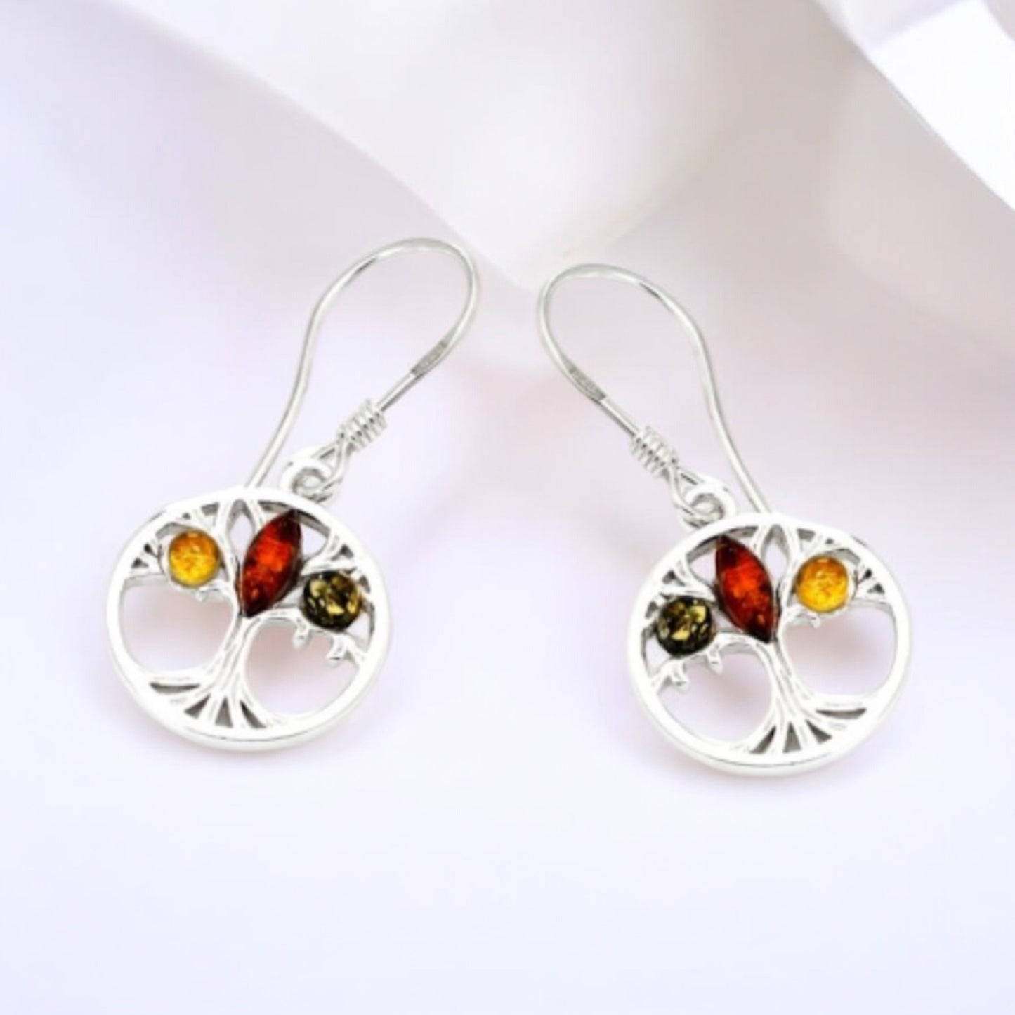 Boucles d'oreilles pendantes arbre de vie